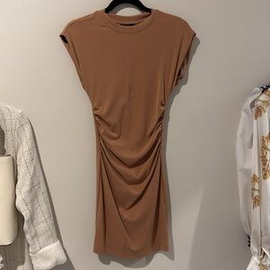 NWOT Forever 21 Tan Ruched Dress NWOT